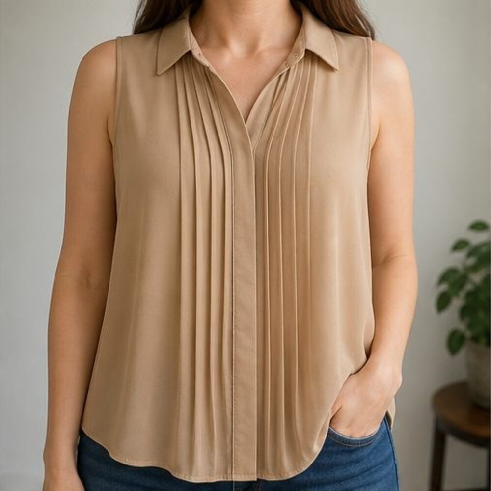 Camel Ruffle Blouse - Picture 2 of 6